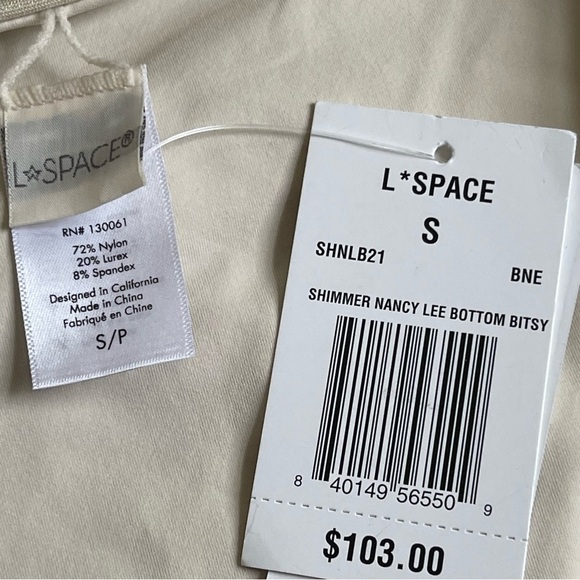 L*Space Shimmer Nancy Lee Bitsy Bikini Swim Bottom Women’s Size S Bone Color - Picture 9 of 9